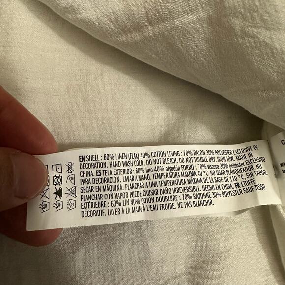 ENGLISH FACTORY Lace Up Mini Dress Sand Beige Sleeveless Linen Cotton - Picture 13 of 14